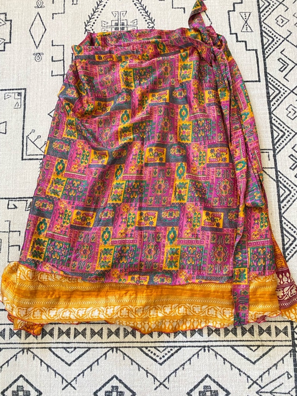 Women's Wrap Skirt - Pink and Gold Printed Swim Cover-Up